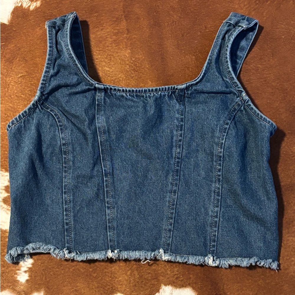 Lone Star Denim Blue Crop Top